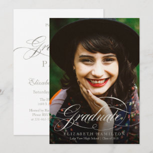 Invitación Graduación Clase Escritura Plata Fiesta de Graduac