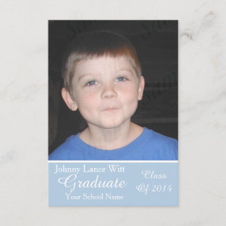 Invitación Graduación clásica azul blanco agregar gran foto