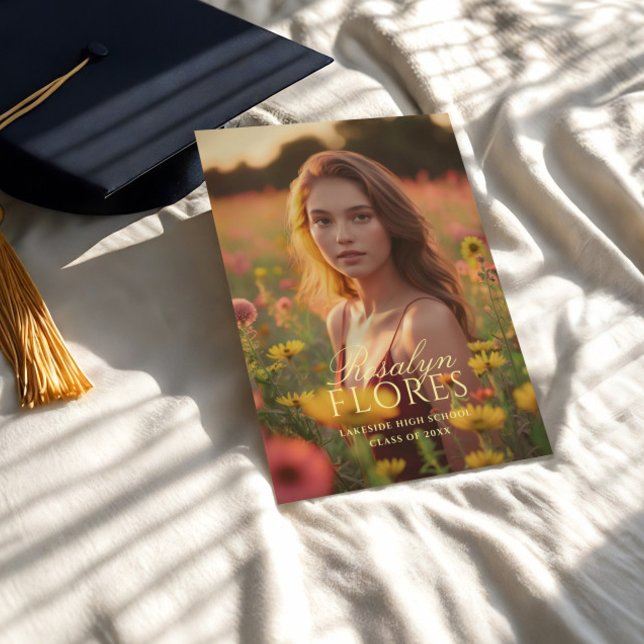 Invitación Graduación clásica de caligrafía amarillo suave (Subido por el creador)