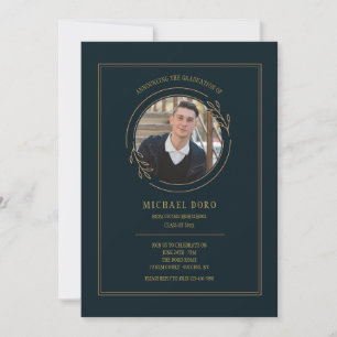 Invitación Graduación clásica de fotografía redonda
