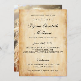 Invitación Graduación clásica de papel antiguo
