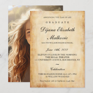 Invitación Graduación clásica de papel antiguo