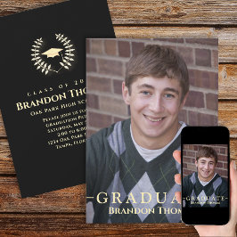 Invitación Graduación Clásica Laurel Gold