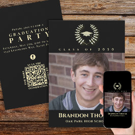 Invitación Graduación Clásica Laurel Gold