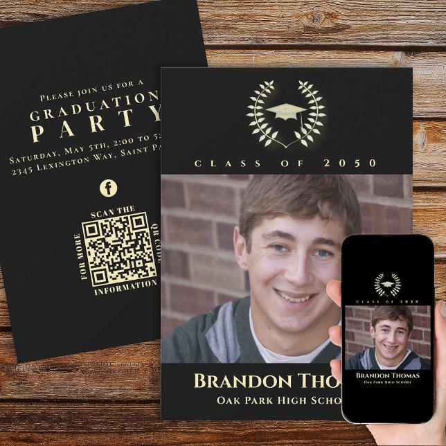 Invitación Graduación Clásica Laurel Gold (Subido por el creador)