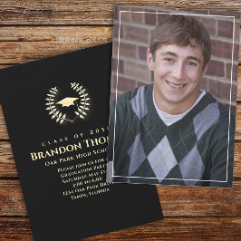 Invitación Graduación Clásica Laurel Gold