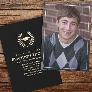 Invitación Graduación Clásica Laurel Gold