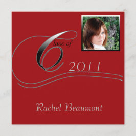 Invitación Graduación Clásica Plata y Roja Moderna