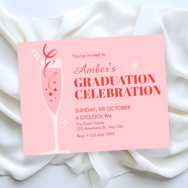 Invitación graduación cóctel champán rosa (Subido por el creador)