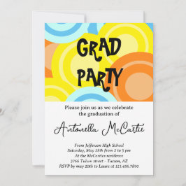 Invitación Graduación Colorful Disco Retro Fun