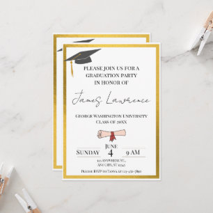 Invitación Graduación con borde dorado