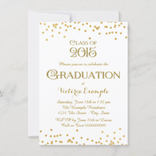 Invitación Graduación con Confeti de Oro