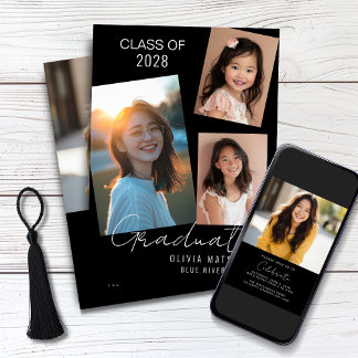 Invitación Graduación con Estilo para 4 Fotos