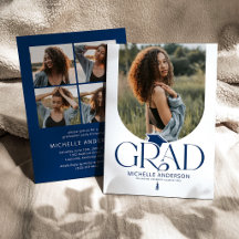 Graduación con Foto de Arco Moderno Azul y Blanco