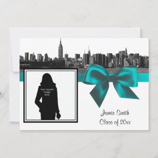 Invitación Graduación con foto en blanco y negro de la siluet
