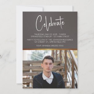 Invitación Graduación con Foto Moderna Masculina