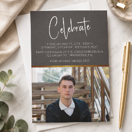 Invitación Graduación con Foto Moderna Masculina