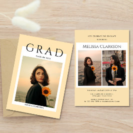 Invitación Graduación con Foto Polaroid Beige Moderno y Elega