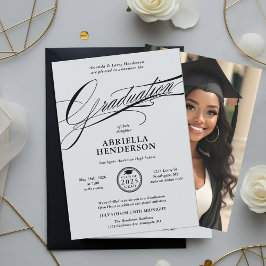 Invitación Graduación con Letra Formal y Elegante