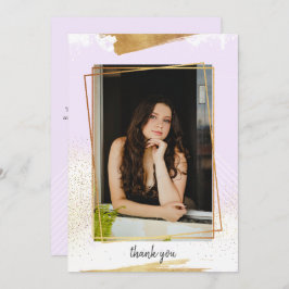 Invitación Graduación Con Marco Cute Purple & Gold Gracias In