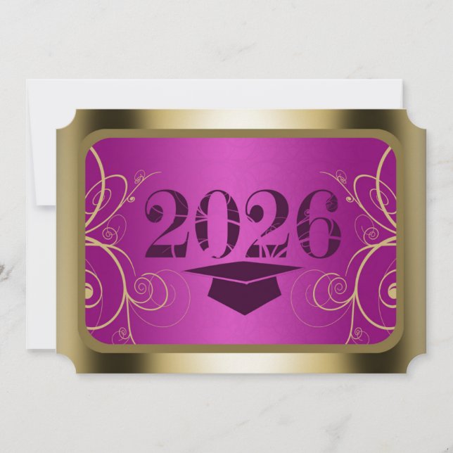 Invitación Graduación con Marco de Morado y Dorado (Anverso)