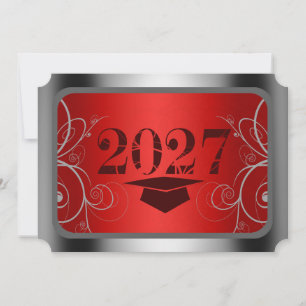 Invitación Graduación con Marco Rojo y Plateado