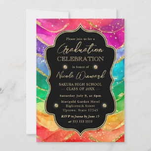 Invitación Graduación con Tinta Alcohólica de Purpurina de Ar