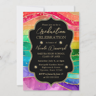 Invitación Graduación con Tinta Alcohólica de Purpurina de Ar