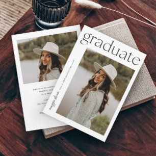 Invitación Graduación con tipografía moderna 2 Foto Graduació