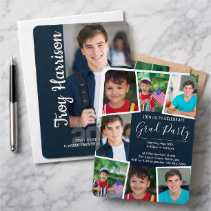 Invitación Graduación con varios collage de fotos