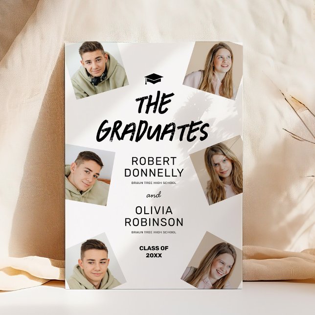 Invitación Graduación conjunta de fotografía de dos graduados (Subido por el creador)