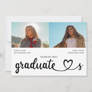Invitación Graduación conjunta moderna, dos personas de vez e