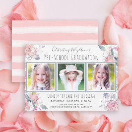 Invitación Graduación corta de tres fotografías en la escuela
