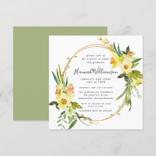 Invitación Graduación cuadrada de Daffodil amarillo