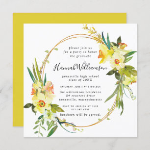Invitación Graduación cuadrada de Daffodil amarillo