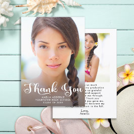 Invitación Graduación Cute Script 2 Foto Gracias