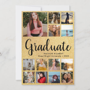 Invitación Graduación de 14 Collages de fotos para graduados 