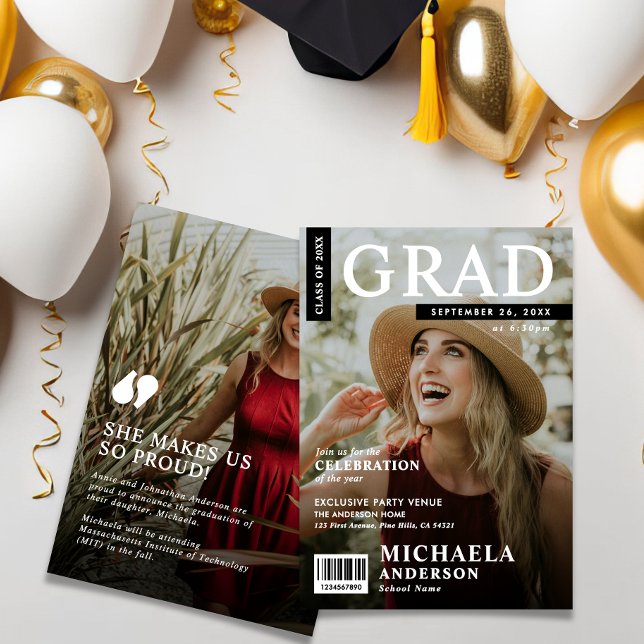 Invitación Graduación de 2 fotos estilo de portada de revista (Subido por el creador)