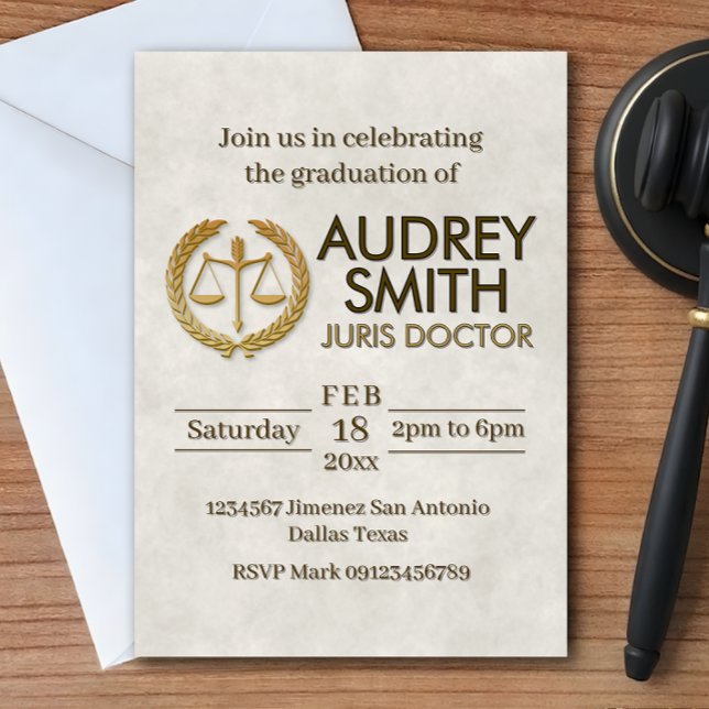 Invitación Graduación de Abogados (Lawyer Graduation Invitation)