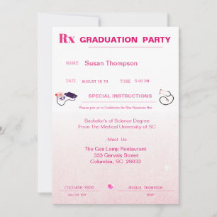 Invitación Graduación de almohadillas de prescripción médica 