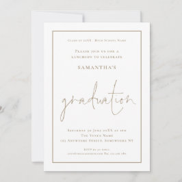 Invitación Graduación de almuerzo simple con borde de oro