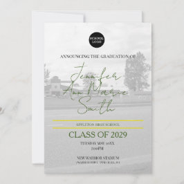 Invitación Graduación de amarillo verde personalizado con fot