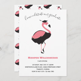 Invitación Graduación De Animales Flamingo Rosa