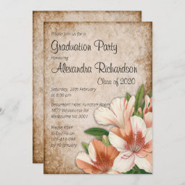 Invitación Graduación de Apricot Lilies Vintage