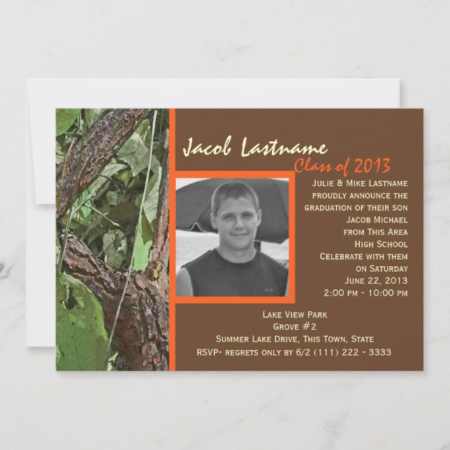 Invitación Graduación de árboles de bosque (Anverso)