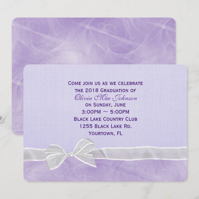 Invitación Graduación de arco blanco (Anverso / Reverso)