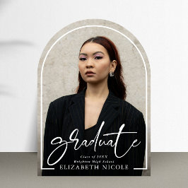Invitación Graduación de arco de fotos de graduados de escrit