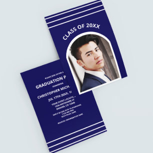 Invitación Graduación de arco fotográfico de bandas tradicion