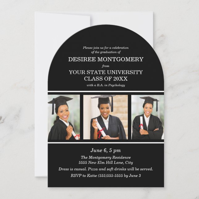 Invitación Graduación de Arco Fotográfico de Black College Un (Anverso)