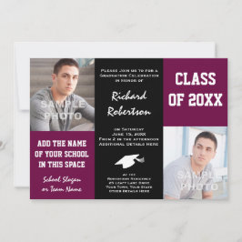 Invitación Graduación de atleta morado y negro Personalizado